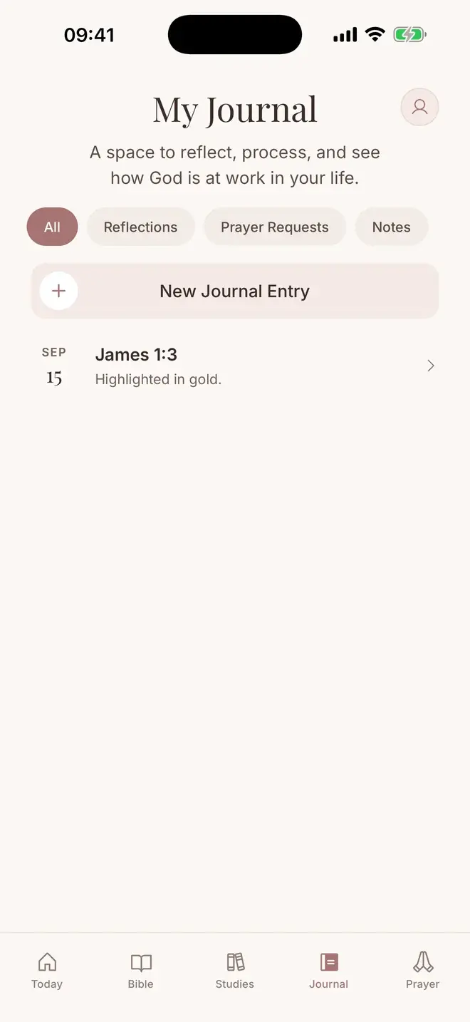 My Journal, gathering reflections, prayer requests and notes in one list