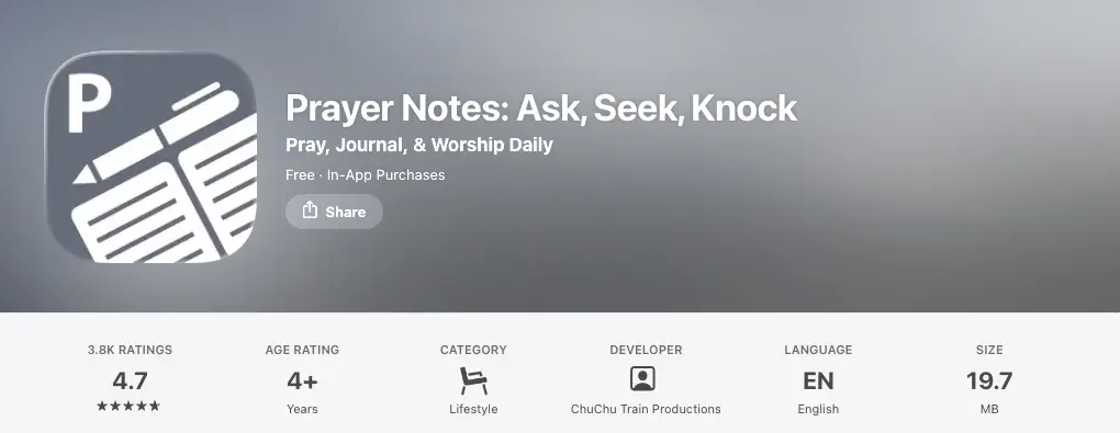 Prayer Notes: Ask, Seek, Knock on the App Store